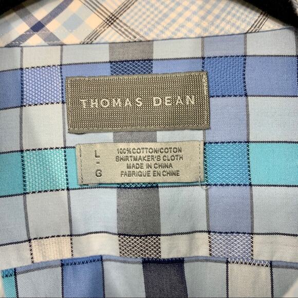 Thomas Dean Checked Button Down Shirt Cuffs Large - Picture 2 of 13
